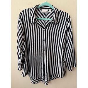 Chico's Black & White Stripe Shirt Size 3